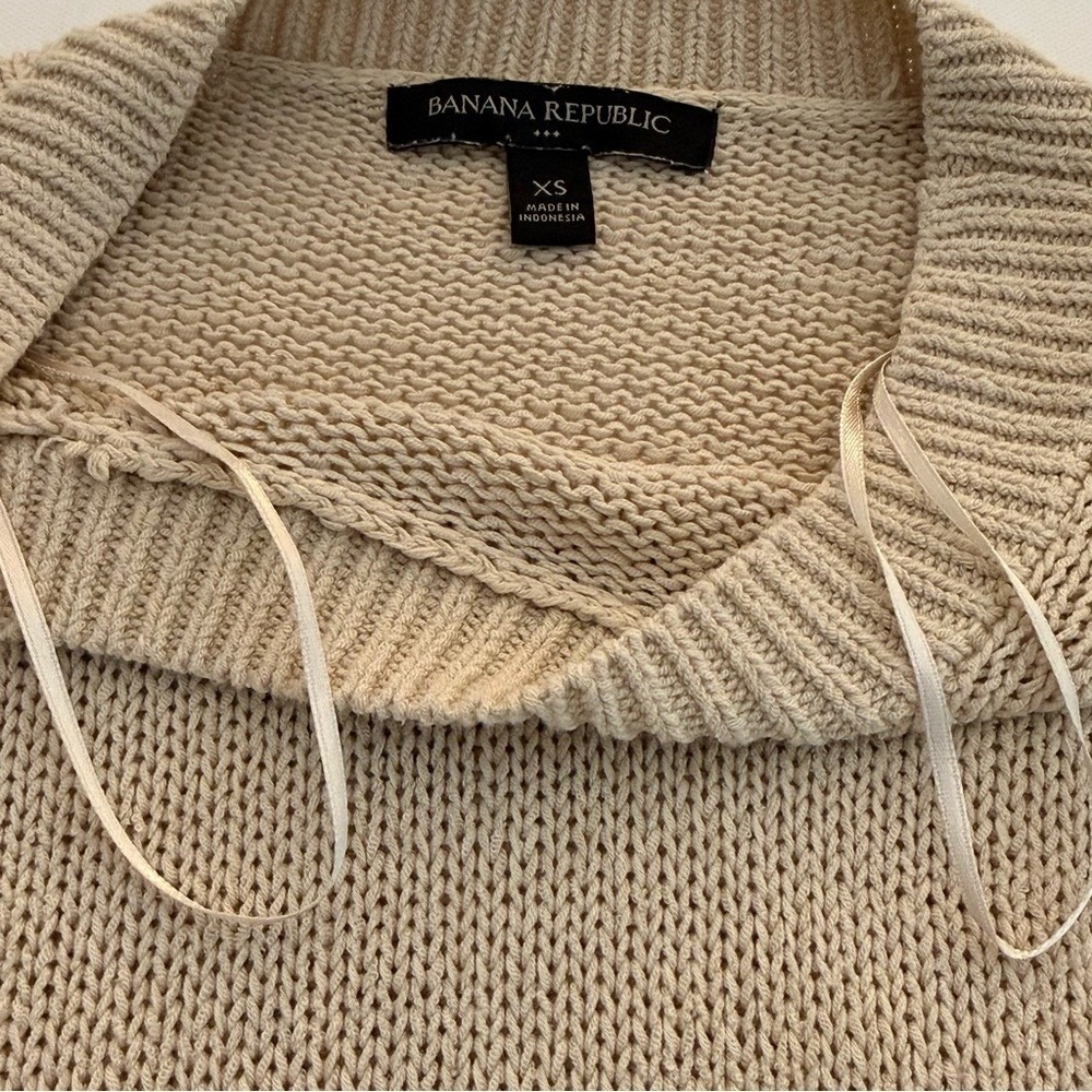 Banana Republic XS Cream Cotton‎ Sweater Minimalist Crewneck Capsule - Picture 6 of 10